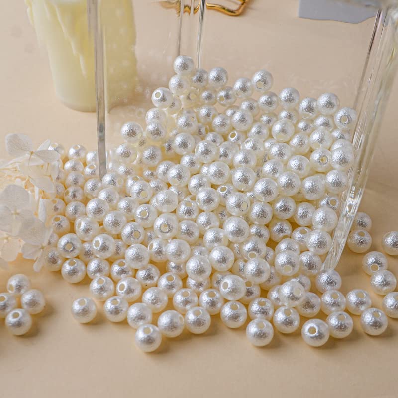 Amazon.co.jp: コットン風パールビーズ 穴あり アイボリー 4mm 5mm 6mm